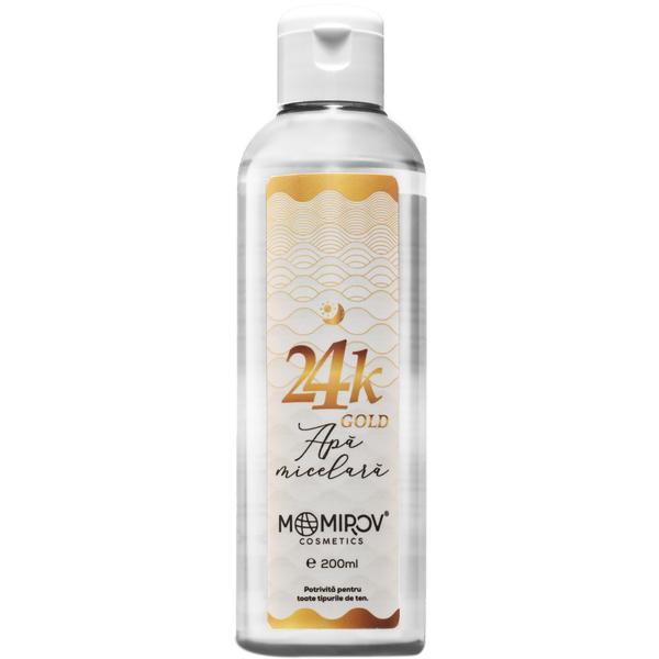 Apă micelară 24k cu aur coloidal și acid hialuronic, 200 ml, momirov cosmetics