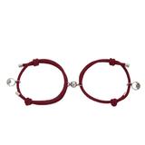 Set 2 bratari cuplu, magnetice de culoare bordo