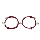 Set 2 bratari cuplu, magnetice de culoare bordo