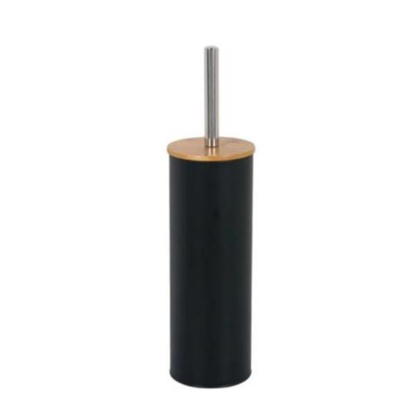 Perie wc cu suport, metal, negru, 10x27 cm