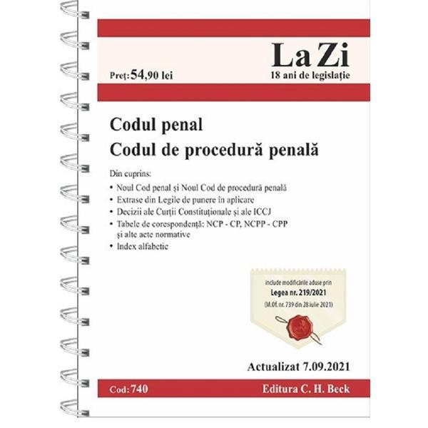 Codul penal. codul de procedura penala act. 7.09.2021, editura c.h. beck