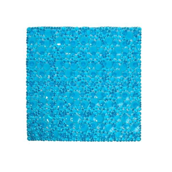 Covoras de baie patrat antiderapant, albastru, pvc, 48x48 cm