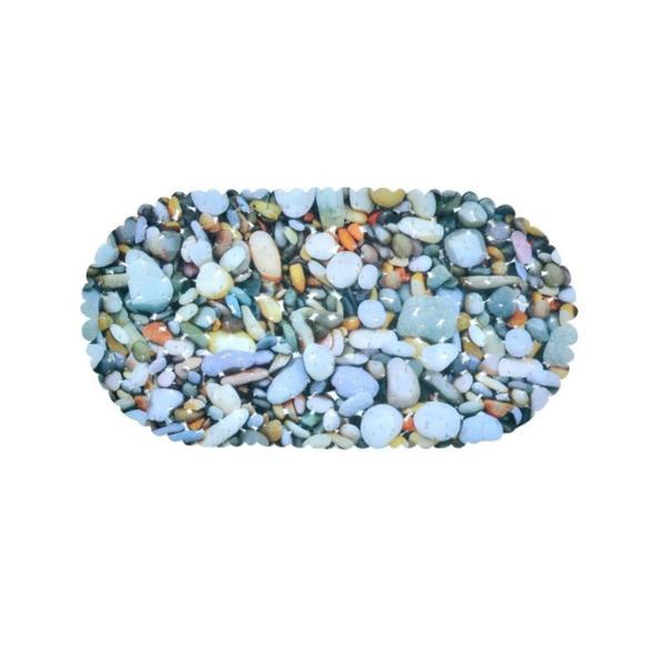 Covoras de baie oval antiderapant, design nisip de mare, pvc, 38x68 cm