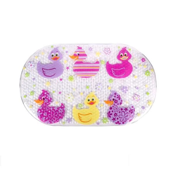 Covoras de baie oval antiderapant, figurina ratusca, pvc, 69x39 cm
