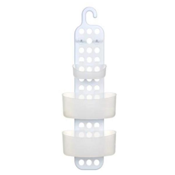 Etajera pentru baie cu 3 rafturi si 4 agatatori, plastic, alb, 24x10x10 cm
