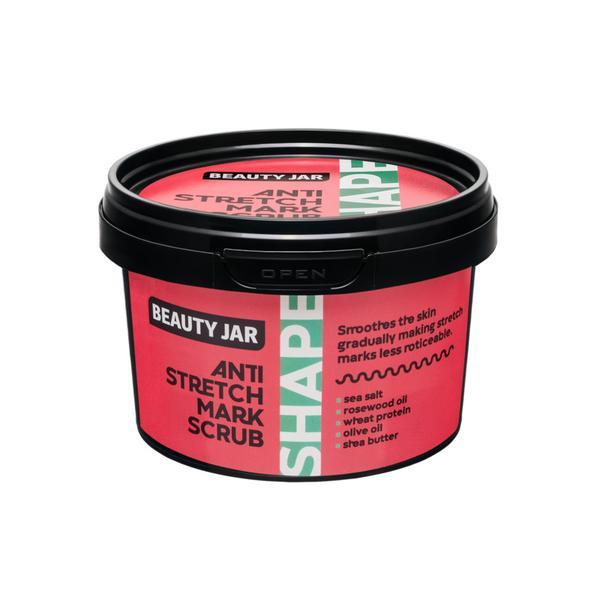 Scrub antivergeturi cu ulei din lemn de trandafir, unt de shea si proteina din grau, shape line, beauty jar, 400g