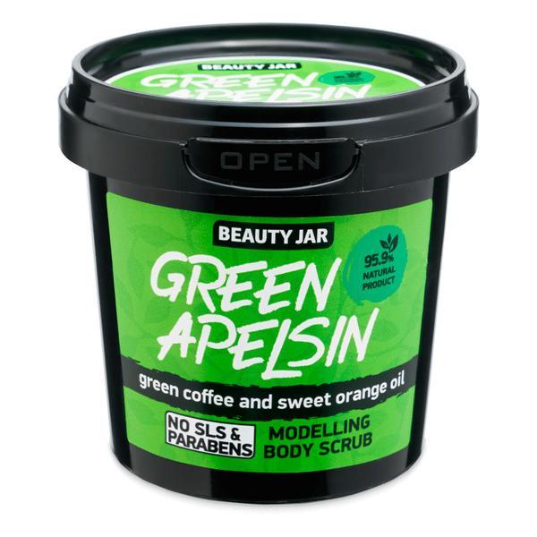 Scrub modelator pentru corp, cu cafea verde si ulei de portocala, Green Apelsin, Beauty Jar, 200 g
