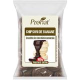Chipsuri de banane invelite in ciocolata amaruie Pronat, 100g