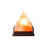 Lampa de sare Himalaya piramida pe suport de lemn