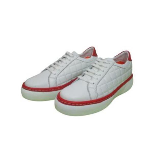 Pantofi sport dama, piele naturala italia, goretti d24179, alb/rosu, 39
