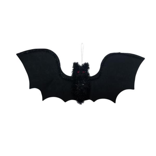Decoratiune suspendabila pentru petrecere de Halloween, liliac mare impodobit cu beteala, negru, 60 cm