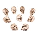 Set 9 cranii de mort, din plastic, pentru decor Halloween Party, 4 cm, alb murdar