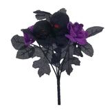 Buchet de flori horror pentru decor Halloween Party, negru cu mov Topi Toy, 25 cm