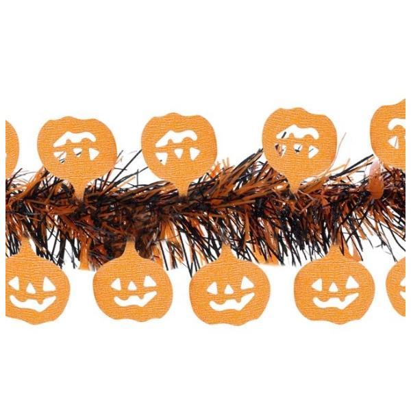 Decoratiune suspendabila pentru petrecere de Halloween, ghirlanda cu dovleci si beteala, 2 m, multicolor, Topi Toy
