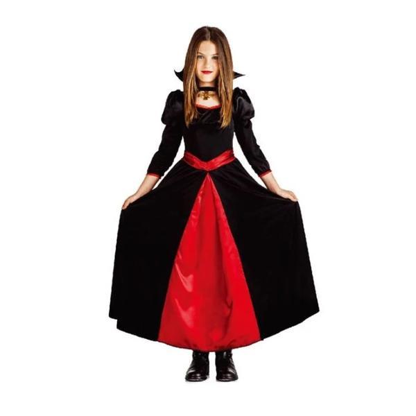 Costum deghizare fete in Micuta Contesa Vampirita, pentru petrecere Halloween, multicolor, 8 ani