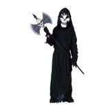 Costum deghizare baieti in Moartea fioroasa cu masca de schelet, la bal mascat, serbare sau petrecere Halloween, negru, 14 ani