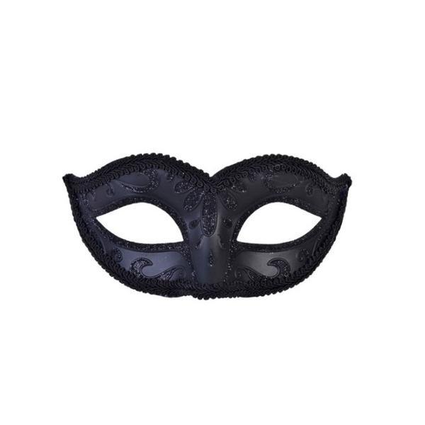 Masca fantezista cu sclipici, accesoriu pentru costumatie de Carnaval, Halloween sau Bal mascat, marime universala, neagra, Topi Dreams