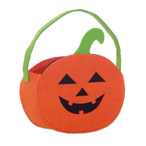 Geanta decorativa dovleac, pentru petrecere Halloween Party, 17x13 cm, portocalie