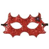 Masca cu elastic, pentru deghizare Halloween Carnaval, design paianjen si sclipici, rosu cu negru