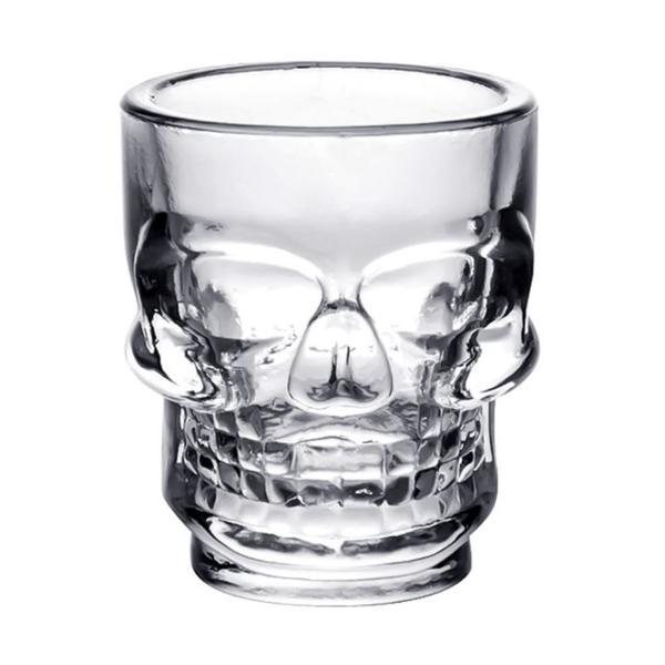 Pahar shot-uri, design cap de mort, pentru petrecere horror Halloween, 50 ml, transparent