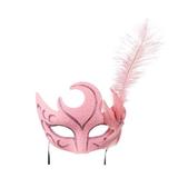 Masca feminina fantezista roz, decorata cu fulgi si pene si detalii cu sclipici, accesorizata pentru costumatie de Carnaval, Halloween sau Bal mascat, marime universala, Topi Dreams
