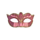 Masca fantezista roz, decorata cu sclipici auriu, accesorii pentru costumatie de Carnaval, Halloween sau Bal mascat, marime universala, Topi Dreams