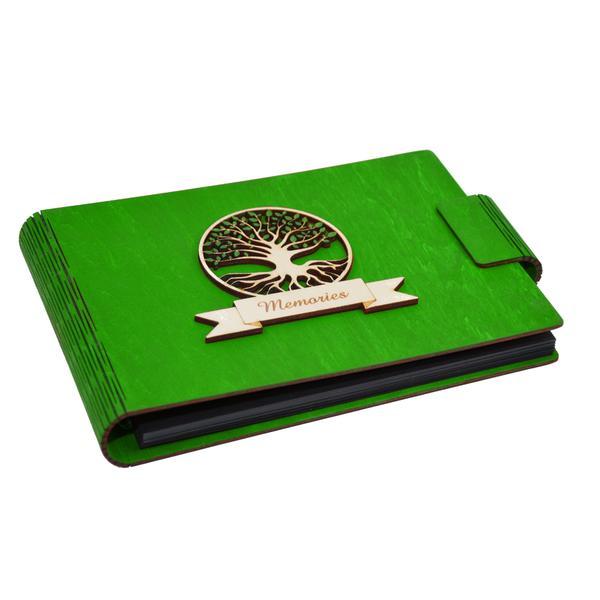 Album foto a5 personalizat, din lemn, verde, piksel, guestbook, caiet amintiri, pomul vietii