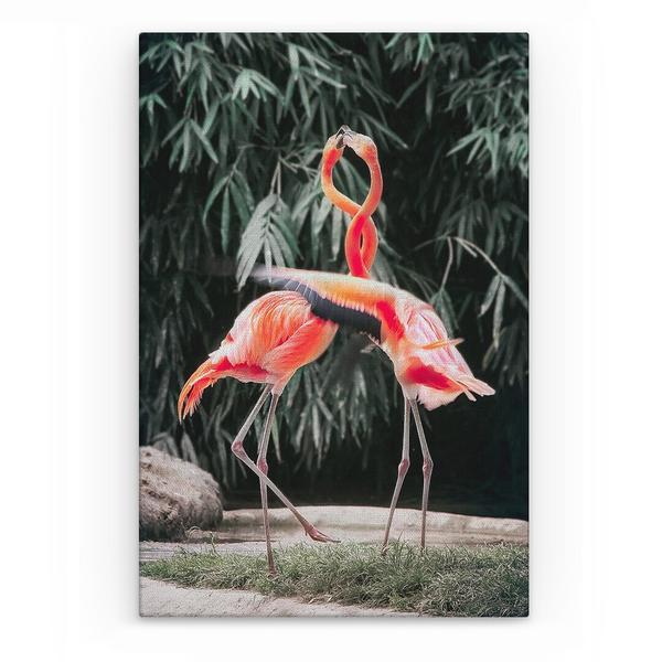 Tablou canvas animale - flamingo indragostiti, 80 x 50 cm
