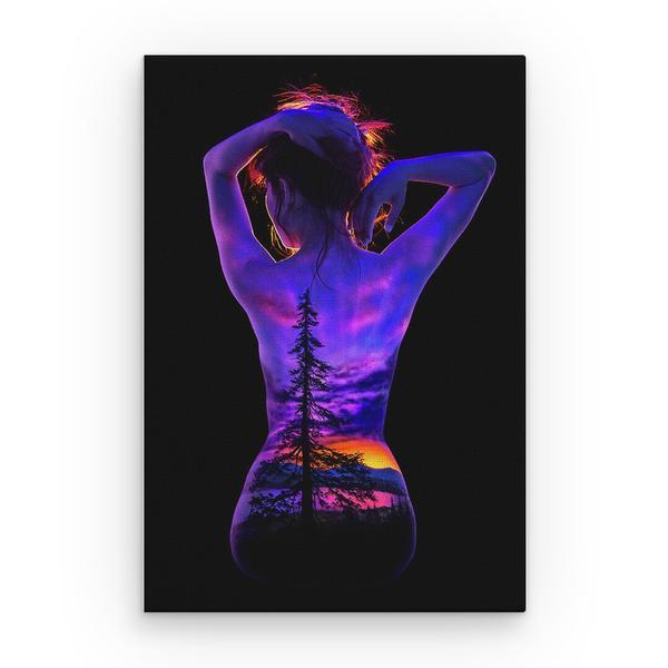 Tablou canvas bodyscape - apus montan, 80 x 50 cm