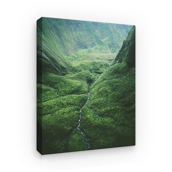 Tablou canvas peisaj montan - rau curgand prin padurea virgina, 60 x 40 cm