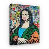 Tablou Canvas Arta Moderna - Colaj Graffiti Mona Lisa Bubble Gum, 80 x 50 cm