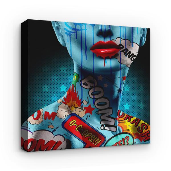 Tablou canvas arta moderna - femeie pictata cartoon bodypaint graffiti, 50 x 50 cm