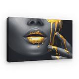 Tablou Canvas Arta Moderna - Liquid Gold on Senzual Lips, 80 x 50 cm
