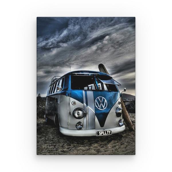 Tablou canvas masini - volkswagen la plaja, 80 x 50 cm