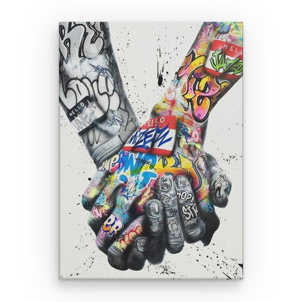 Tablou canvas arta moderna - tine-ma de mana graffiti, 60 x 40 cm