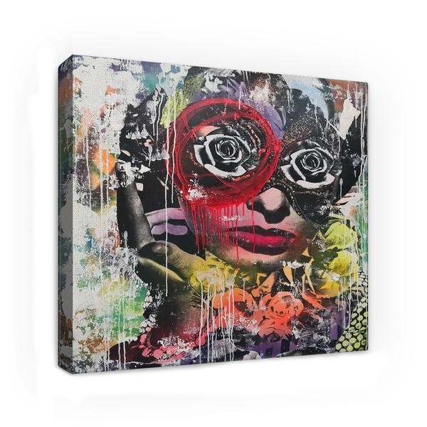 Tablou Canvas Arta Moderna - Colaj Graffiti Femeie cu Ochi de flori, 60 x 60 cm