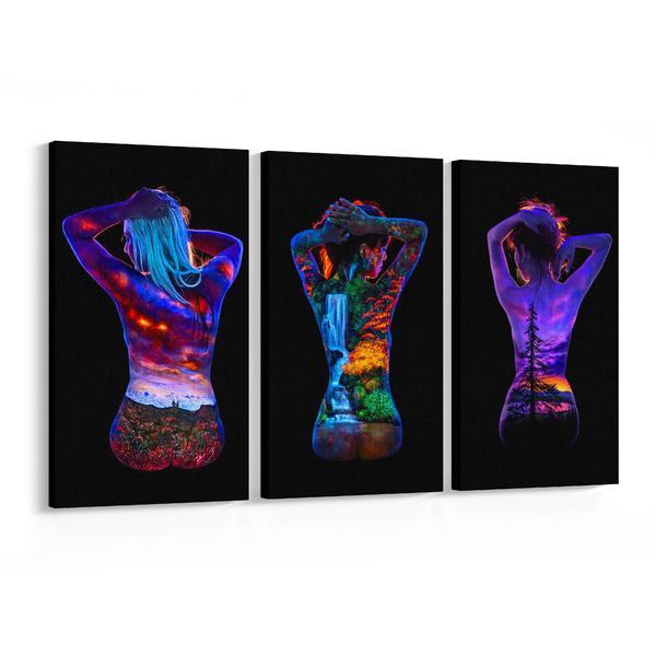 Set tablouri canvas 3 piese, bodyscape - trei anotimpuri, 150 x 80 cm