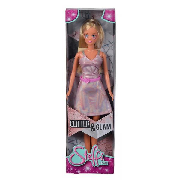 Papusa steffi glitter glam cu rochie roz - simba