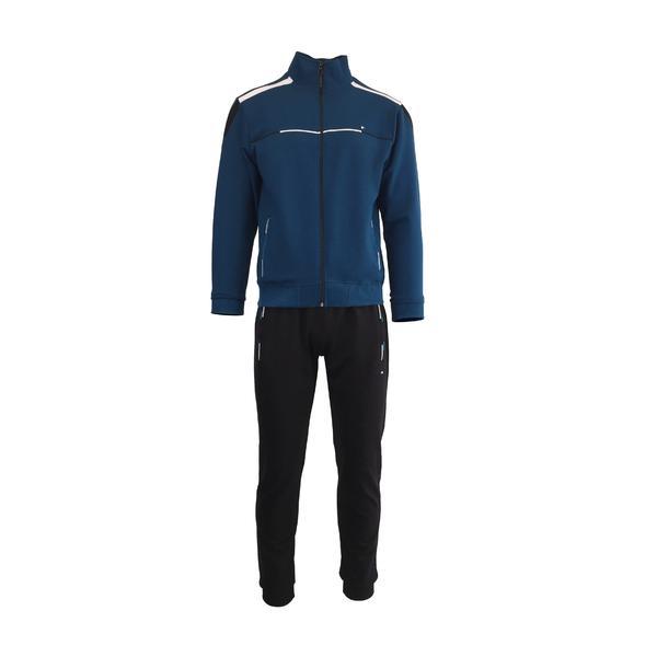 Trening barbat, univers fashion, bluza albastru petrol cu 2 buzunare cu fermoare, pantaloni negru cu 3 buzunare cu fermoare, m