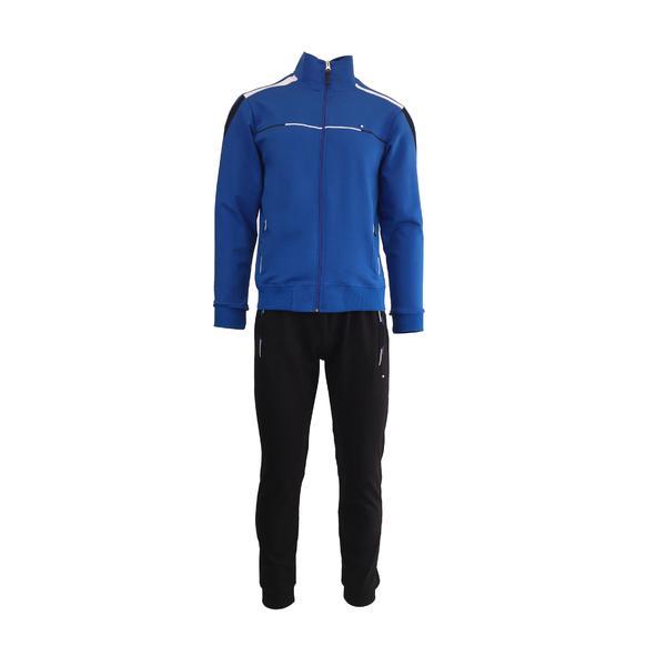 Trening barbat, univers fashion, bluza albastru cu 2 buzunare cu fermoare, pantaloni negru cu 3 buzunare cu fermoare, m