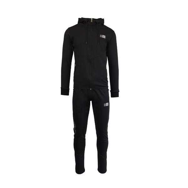 Trening barbat, univers fashion, bluza cu 2 buzunare cu fermoare, pantaloni cu 3 buzunare cu fermoare, culoare neagra, m
