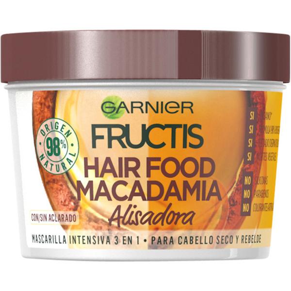 Masca cu nuci de macadamia pentru par uscat si rebel - garnier fructis hair food macadamia alisadora mascarilla intensiva 3 in 1 pelo seco y rebelde, 390 ml