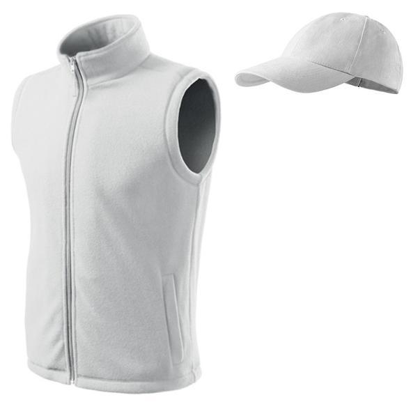 Vesta alba din fleece + sapca, mar.3xl