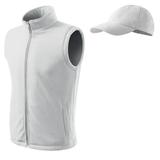 Vesta alba din fleece + sapca, mar.L
