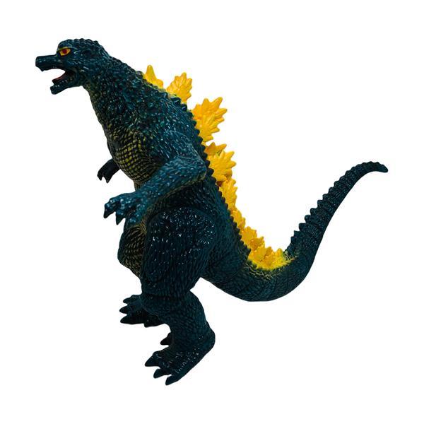 Figurina godzilla de jucarie, cu articulatii, galben / albastru, 27x43 cm
