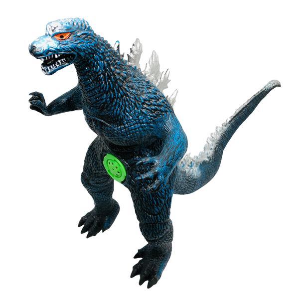 Figurina godzilla de jucarie, cauciuc moale, negru / albastru, 32x43 cm