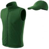 Vesta verde sticla din fleece + sapca, mar.L