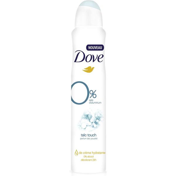 Deodorant spray pulbere de talc - dove 0% sels d'aluminium talc touch 24h, 200 ml