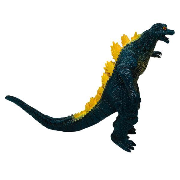 Figurina godzilla de jucarie, cu articulatii, galben / albastru, 27x43 cm, m2