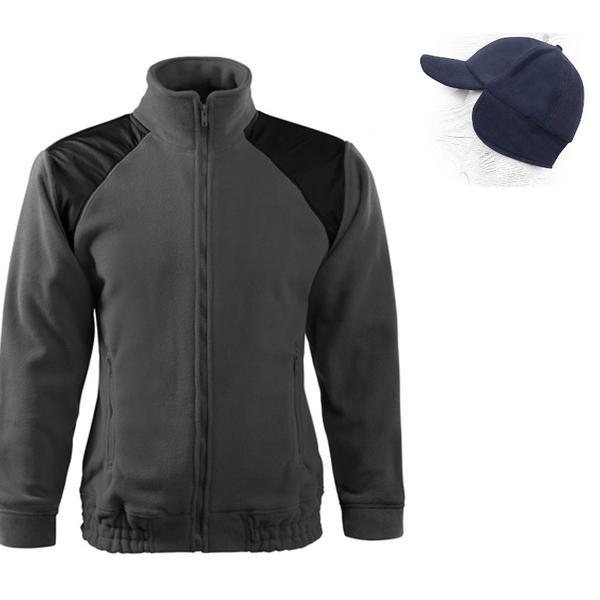 Jacheta gri metalic barbati + sapca fleece, mar.s